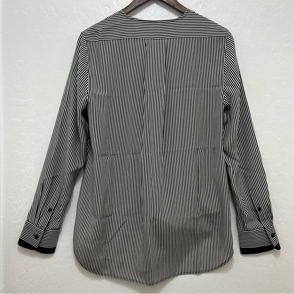 Rag & Bone Silk Blouse Victor Stripe V-Neck Sz M - Picture 8 of 10